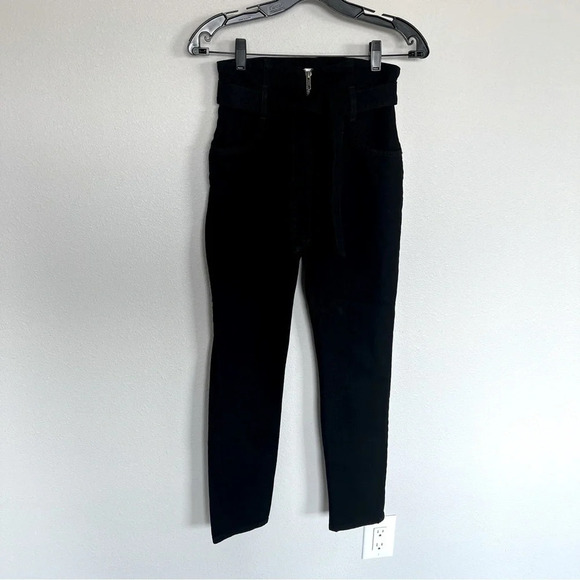 NWOT Reformation Yasmin High Waist Skinny Jeans Black Belted Denim Women’s 26 - Picture 2 of 12